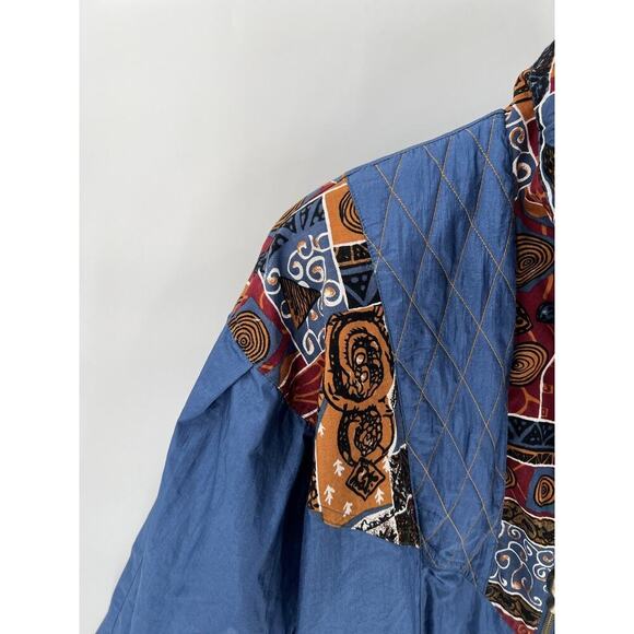 Rivers Edge Sport Vintage Jacket Womens Large Retro Blue Patchwork Quilted Zip - Picture 11 of 14